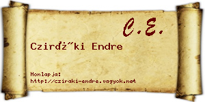Cziráki Endre névjegykártya